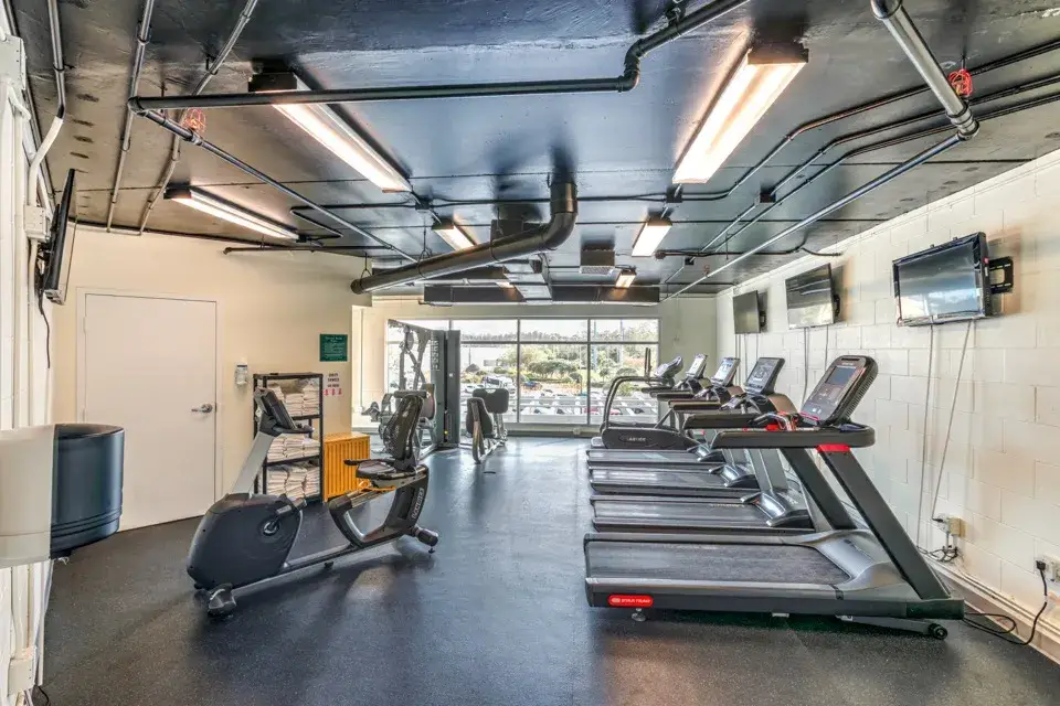 Fitness center with treadmills and exercise equipment