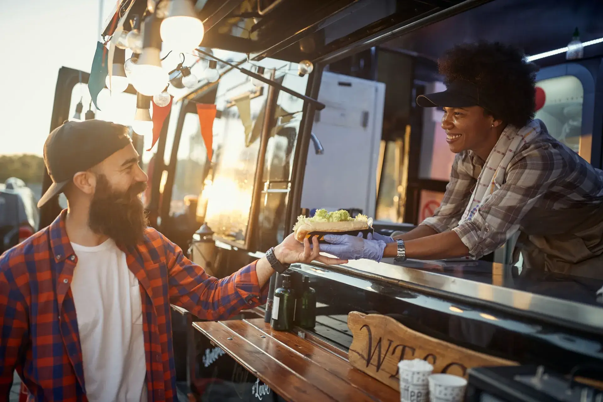 Food trucks across from Old Town