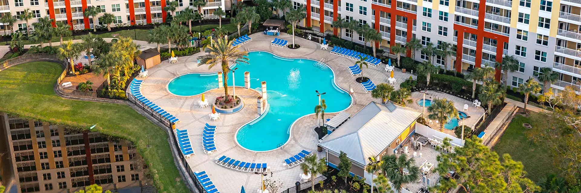 Parkway Orlando resort pool and amenities aerial view