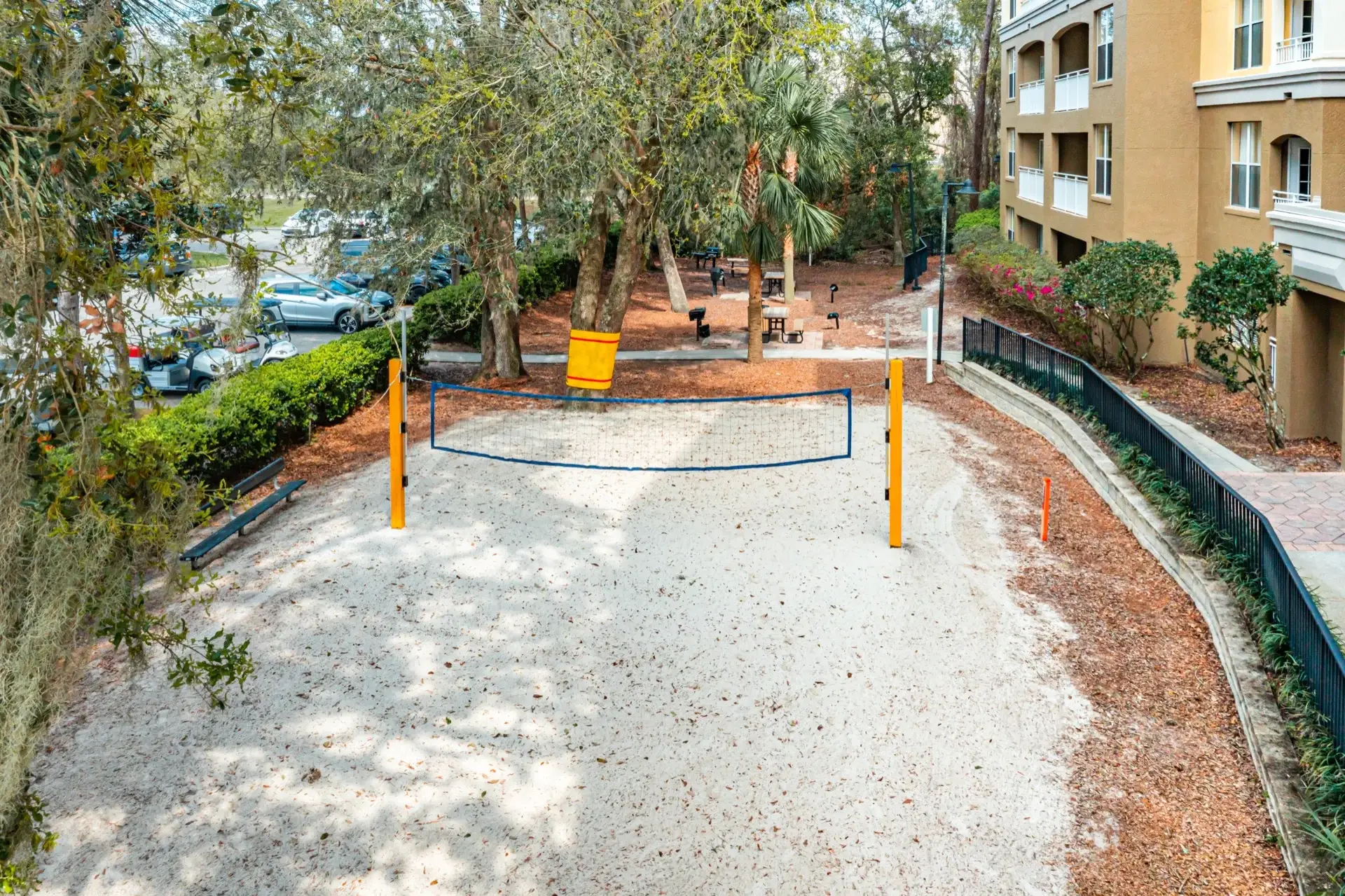 Sand volleyball court by Building 7