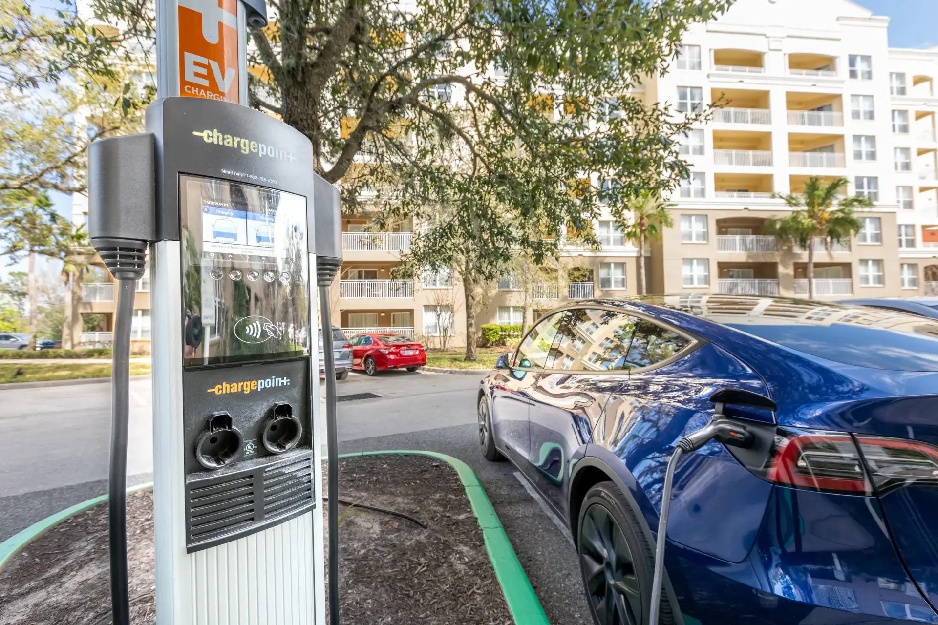 Electric vehicle charging station by Buildings 16 and 17