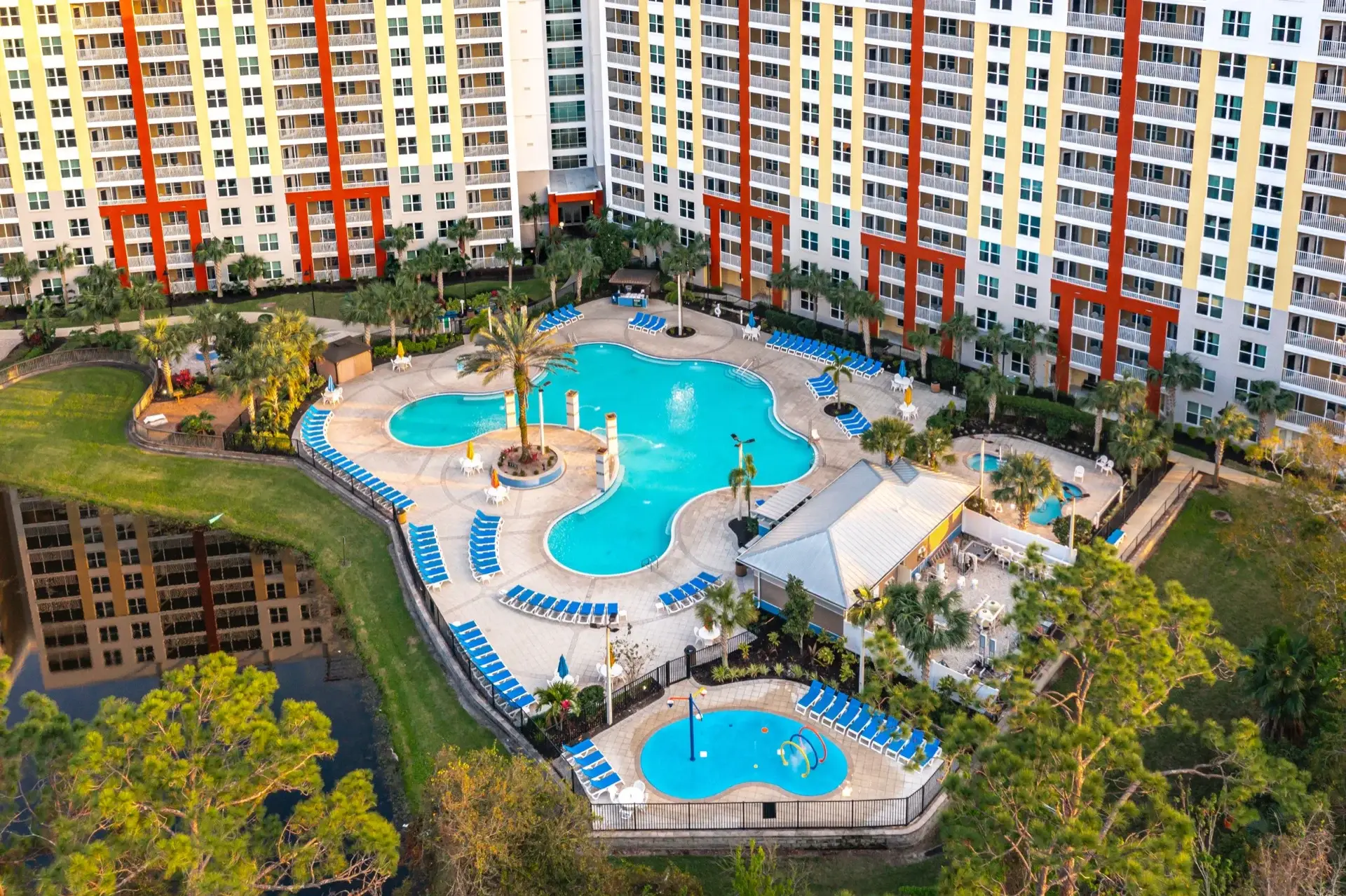 Aerial view of Pool 7 behind Building 20