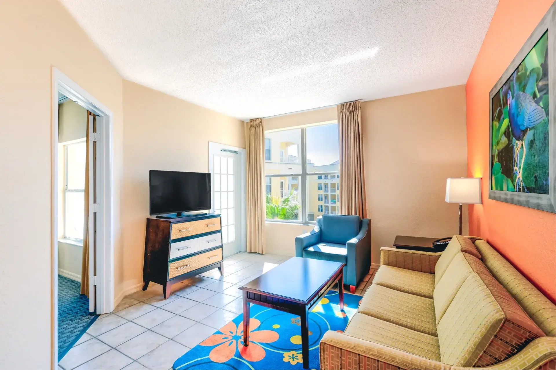 B Suite living room with balcony